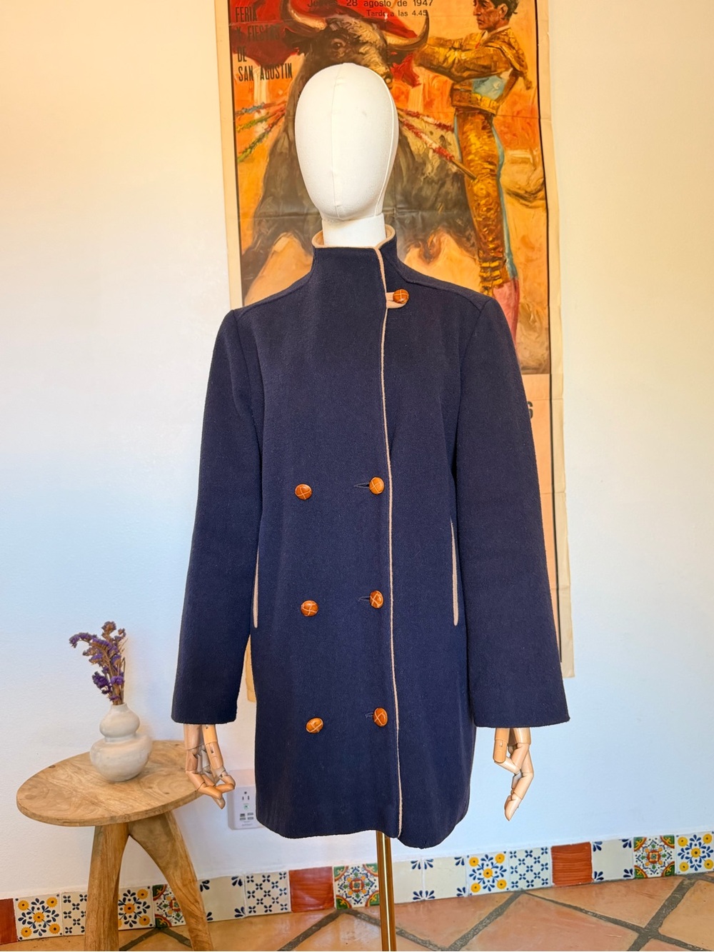 Vintage Herman kay George Simons Front Button Up ClassicWool Coat L